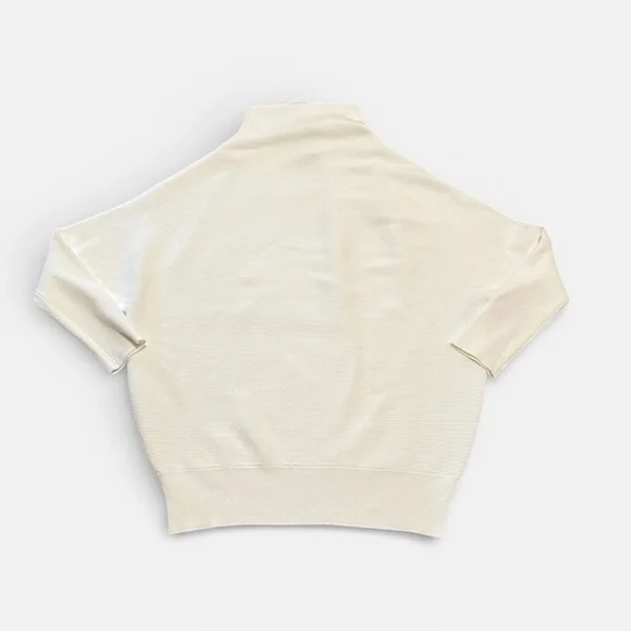 NWT Zenana Dolman Sleeve Mock Neck Ribbed Sweater in Off White Size M - Picture 2 of 10